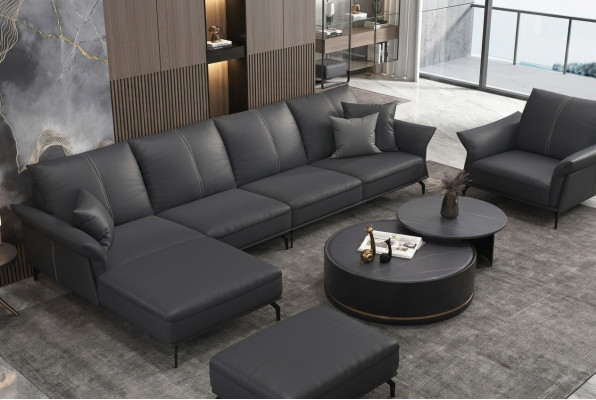 Sofá Esquinero en forma de L Sillón Mesa de Centro Taburete Sofá Esquinero de 3 piezas Moderno
