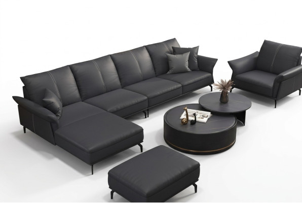 Sofá Esquinero en forma de L Sillón Mesa de Centro Taburete Sofá Esquinero de 3 piezas Moderno