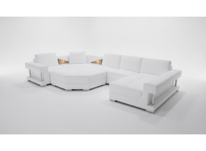 Sofá en forma de L moderno de sala de estar de tapicería moderna en forma de U, sofá de diseño de sofá de cuero.