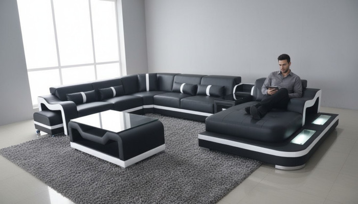 Sofá en forma de U para sala de estar, sofá, esquina acolchada de tela Sofás Nuevos