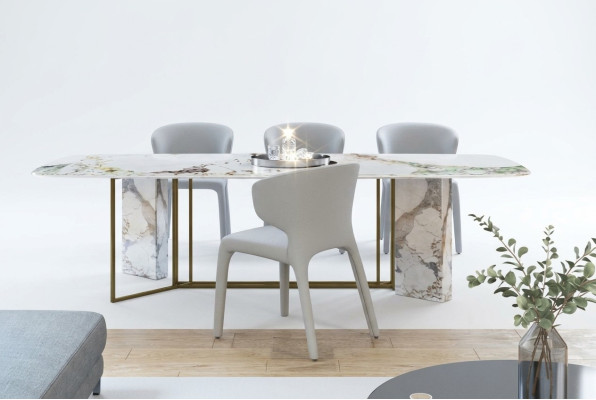 Muebles de lujo Mesa de mármol de 180x90 cm Sala de estar Hotel Comedor Mesa Diseñador Nuevo