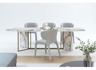 Muebles de lujo Mesa de mármol de 180x90 cm Sala de estar Hotel Comedor Mesa Diseñador Nuevo