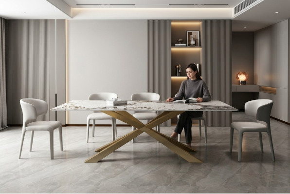 Diseño Mesas de comedor Sala de estar 180x90cm Muebles Mesa Mesa de comedor Acero inoxidable x patas