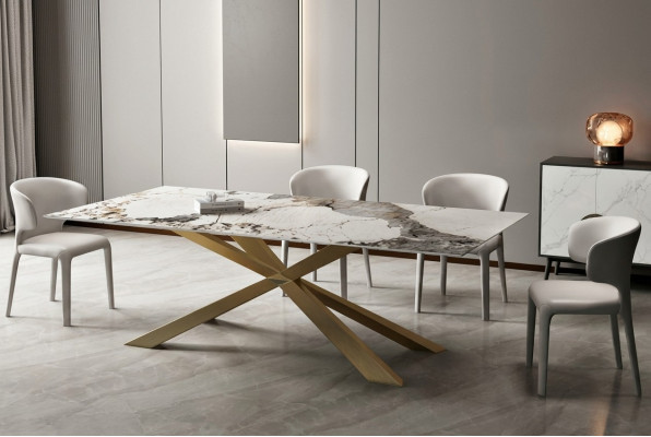 Diseño Mesas de comedor Sala de estar 180x90cm Muebles Mesa Mesa de comedor Acero inoxidable x patas