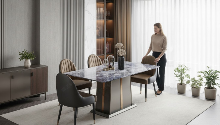 Estilo de cocina de mármol Mesa de comedor moderna Mesa Mesas Comedor Muebles de lujo Diseño