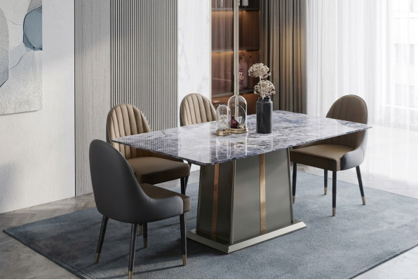 Estilo de cocina de mármol Mesa de comedor moderna Mesa Mesas Comedor Muebles de lujo Diseño