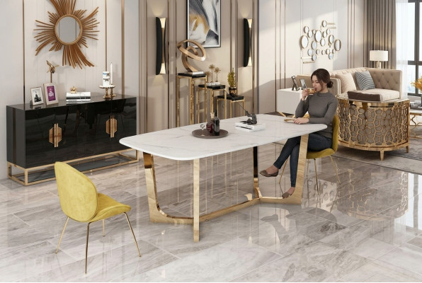 Muebles de estilo italiano Mesa de comedor Mesa Muebles de madera Comedor 180x90 cm Mesas de comedor