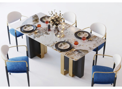 Mesa de estilo mármol para cocina. Mesa de comedor moderna. Mesas de comedor de lujo para el comedor. Diseño de muebles.