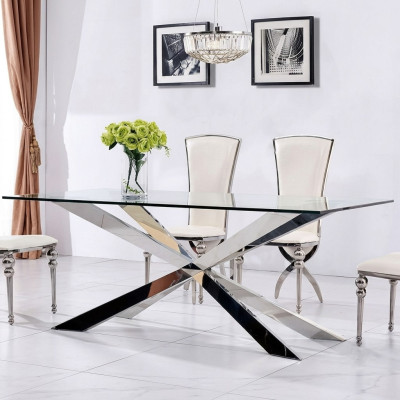 Diseño de mesa de lujo comedor 180x90cm Mesas de comedor de diseño de muebles de vidrio Nuevo