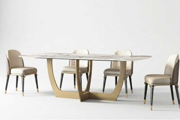 Muebles de lujo de metal Mesa de 180x90cm para sala de estar de hotel Comedor Mesa de diseño Nueva