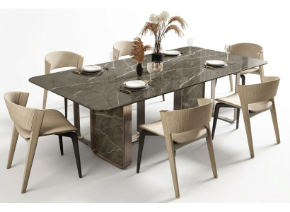 Mesa de comedor de lujo Mesa de metal Mesas de comedor de alto brillo Diseño moderno Mesas de comedor