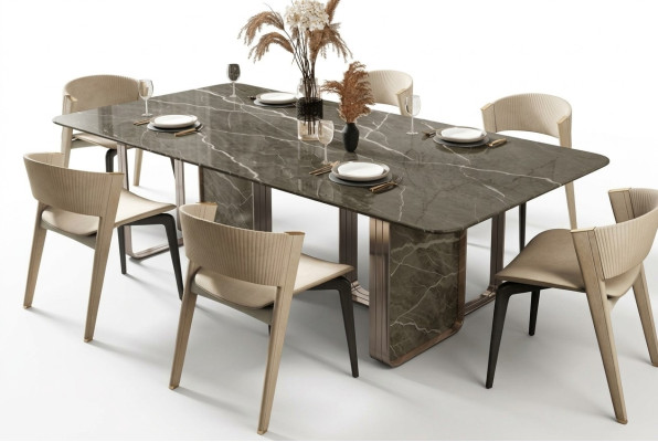 Mesa de comedor comedor Mesa de cocina de acero inoxidable moderna Mesa de diseño de mesa de metal Sala de estar