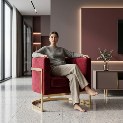 Sillas Muebles Diseño Sillón Lujo Silla Tapizada Reláx Bar Salón Club