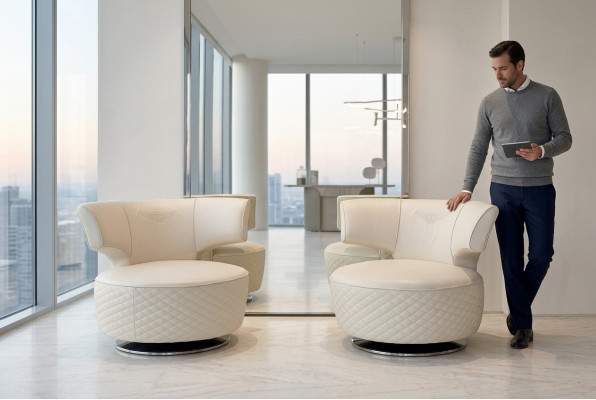 Sillón Diseño Sofá Asiento Cuero Salón Club Tapizado Lujo Orejas