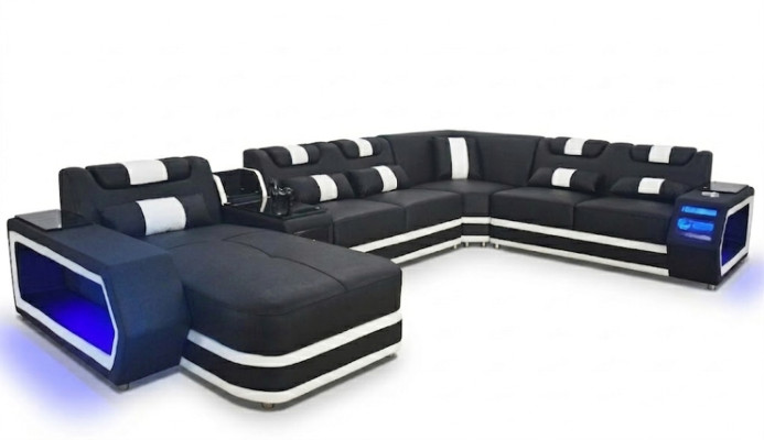 Muebles de salón Sofá Tela Cuero Sofás Tapizados Sofá de esquina Diseño Sofá en forma de U