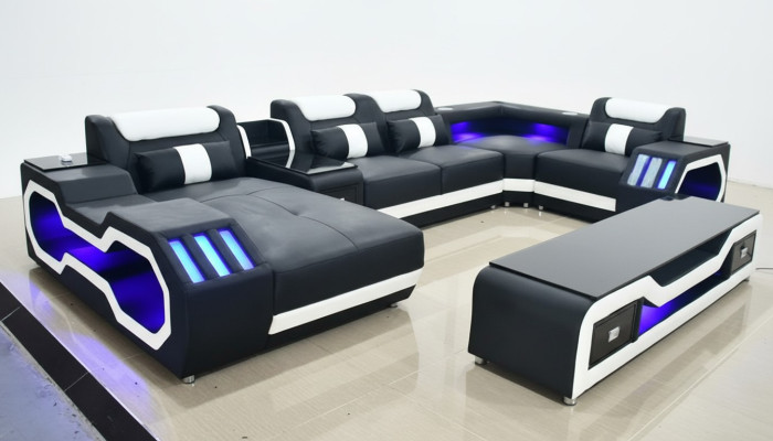 Sofá en forma de U moderno de diseño para sala de estar, nuevo sofá tapizado en forma de esquina.