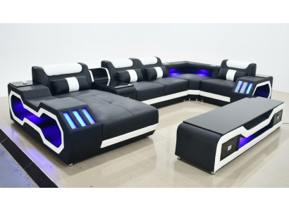 Sofá en forma de U moderno de diseño para sala de estar, nuevo sofá tapizado en forma de esquina.
