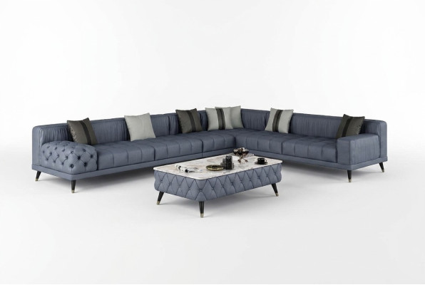 Sofá esquinero Forma L Sala de estar Sofá sillón Nuevos diseños Tapicería cuero