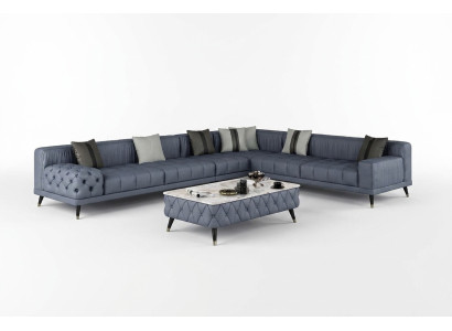 Sofá esquinero Forma L Sala de estar Sofá sillón Nuevos diseños Tapicería cuero