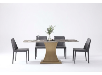 Mesa de comedor de lujo acero inoxidable mesas muebles pedestal mesa mármol estilo mesas de comedor metal