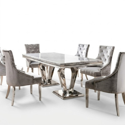 Mesa de comedor moderna para el comedor, la sala de estar y la cocina, mesa de diseño de metal.
