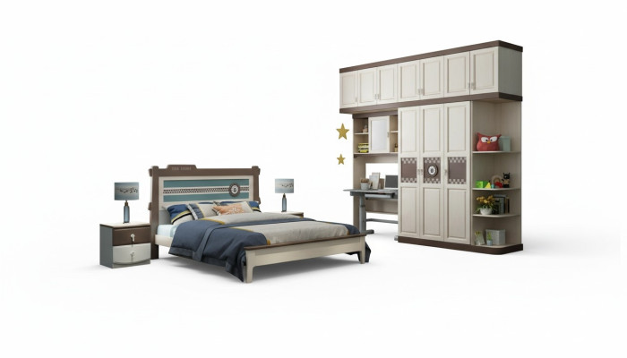 Dormitorio conjunto completo Cama Mesita de Noche Cómoda 6 piezas Diseño Set de Muebles de Madera
