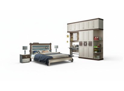 Dormitorio conjunto completo Cama Mesita de Noche Cómoda 6 piezas Diseño Set de Muebles de Madera
