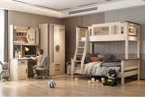 Dormitorio juvenil conjunto de habitación infantil moderno armario cómoda mesa nuevo 2 piezas.