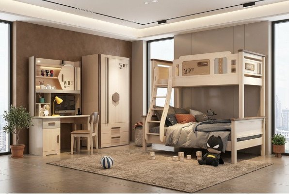 Dormitorio juvenil conjunto de habitación infantil moderno armario cómoda mesa nuevo 2 piezas.