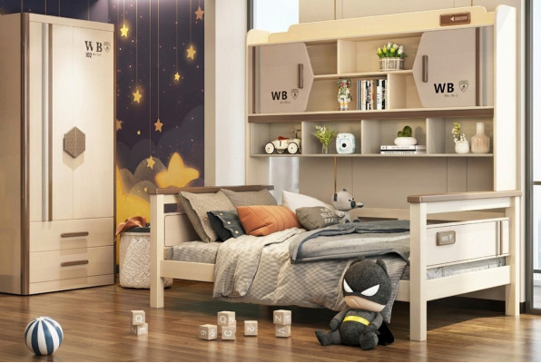 Conjunto de 2 piezas para habitación infantil: litera armario brillante muebles juveniles nuevos.