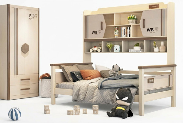 Conjunto de 2 piezas para habitación infantil: litera armario brillante muebles juveniles nuevos.