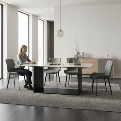 Mesa de comedor Moderna acero inoxidable Comedor Sala de estar Cocina Mesas Diseño Mesa Metal