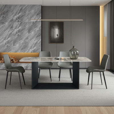 Mesa de comedor Moderna acero inoxidable Comedor Sala de estar Cocina Mesas Diseño Mesa Metal