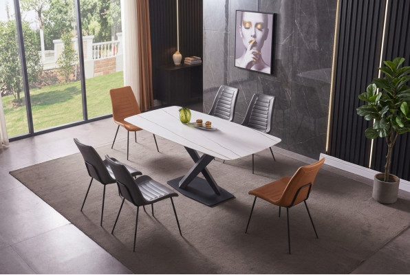 Mesa de comedor de lujo mesa mesa de comedor de metal mesa de comedor de acero inoxidable moderno nuevo.