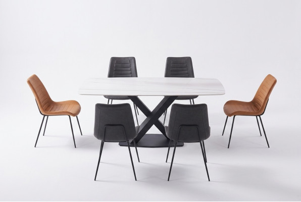 Mesa de comedor de lujo mesa mesa de comedor de metal mesa de comedor de acero inoxidable moderno nuevo.