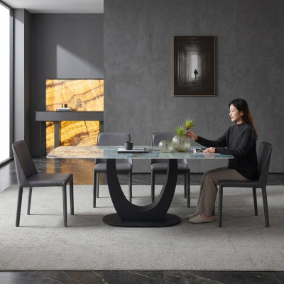 Comedor Mesa de comedor Moderna Acero inoxidable Sala de estar Cocina Mesas Diseño Mesa Metal