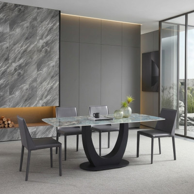 Comedor Mesa de comedor Moderna Acero inoxidable Sala de estar Cocina Mesas Diseño Mesa Metal
