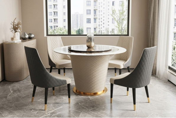 Mesa de comedor de mármol, mesas modernas de comedor, sala de estar, cocina, diseño de mesas, mesa redonda, nuevo.