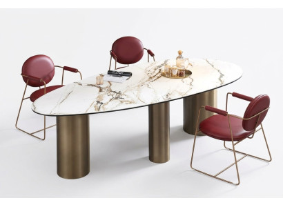 Muebles de comedor acero inoxidable Mesa ovalada Diseño de mesa Mesa de comedor de lujo Redonda Nueva
