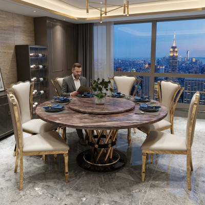 Estilo de cocina de mármol Mesa de comedor moderna Mesas de comedor de lujo Diseño de muebles de lujo