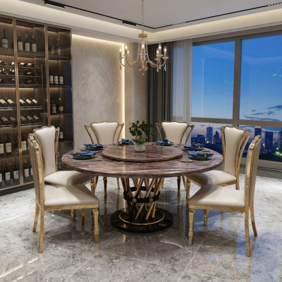 Estilo de cocina de mármol Mesa de comedor moderna Mesas de comedor de lujo Diseño de muebles de lujo