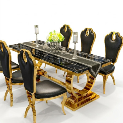 Mesa de comedor de acero inoxidable para cocina moderna diseño de mesa de metal.