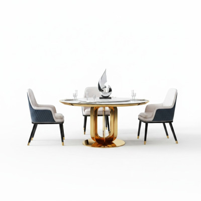 Mesa redonda de lujo, mesas de diseño redondas, muebles de acero inoxidable, mesas de comedor comedor nuevos.