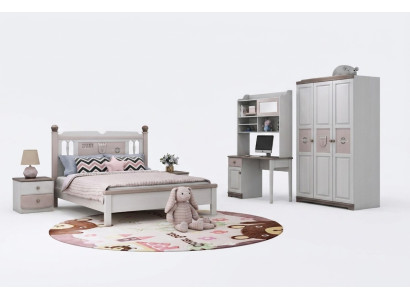 Conjunto completo de habitación juvenil para niños, cama, armario, cómoda, blanco, 5 piezas, nuevo.
