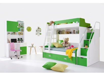 Cama juvenil Escritorio Armario Verde NUEVO Juego completo de habitación juvenil infantil