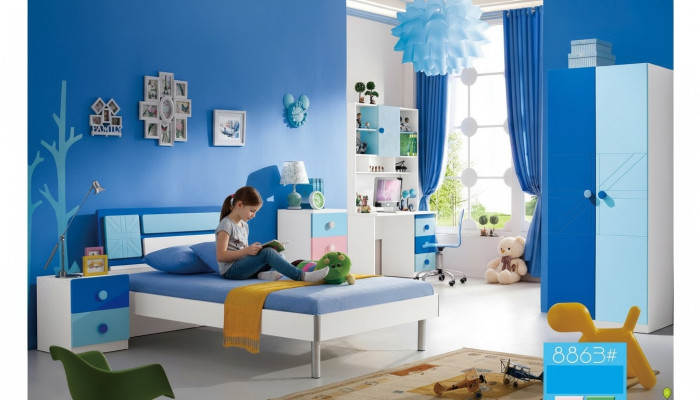 Juego de dormitorio infantil cama armario juvenil moderno Nuevo set de 4 piezas.