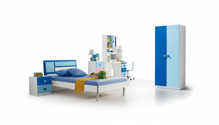 Juego de dormitorio infantil cama armario juvenil moderno Nuevo set de 4 piezas.