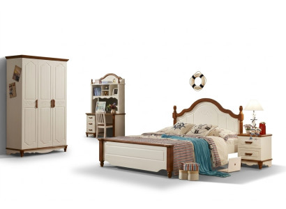 Juego completo de cama, mesita de noche, armario, muebles de dormitorio de diseño, nuevos, 5 piezas.