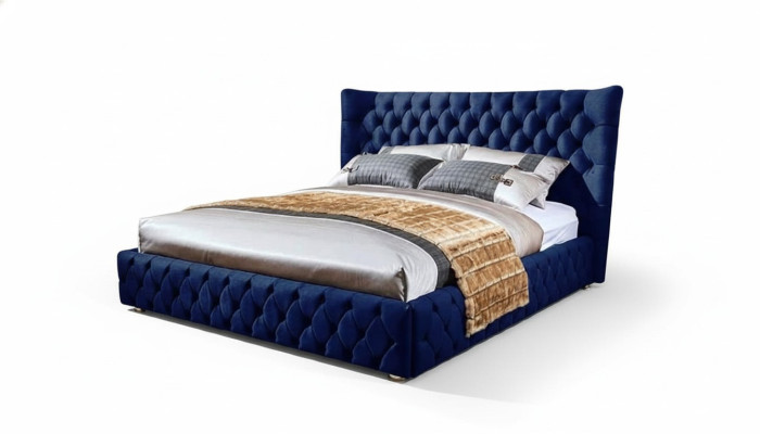 Camas Chesterfield Desi180x200gn Cama doble Muebles Tapicería Textil Azul Cama Nueva