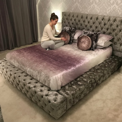 Chesterfield cama doble muebles 180x200 textil tapizado camas de diseño de lujo marco